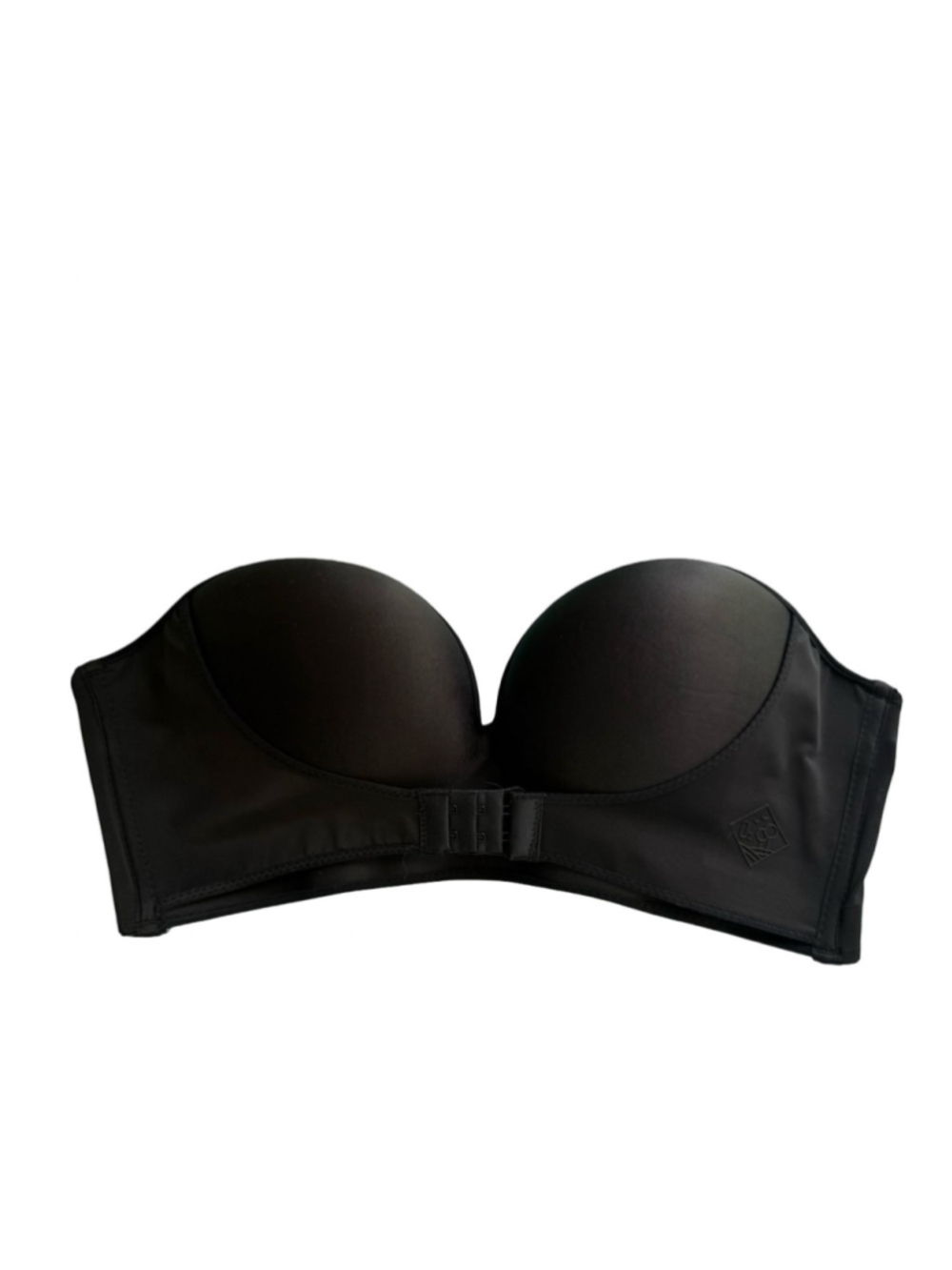 O2 Strapless Black Smooth Push-Up Bra Bustier Intimates Size 38/85 Supportive